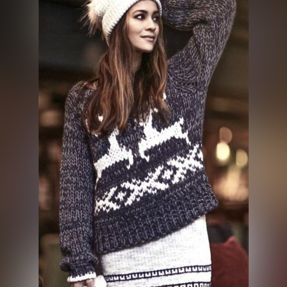 Free People Prancer and Dancer Knit Chunky Sweater Extra Small